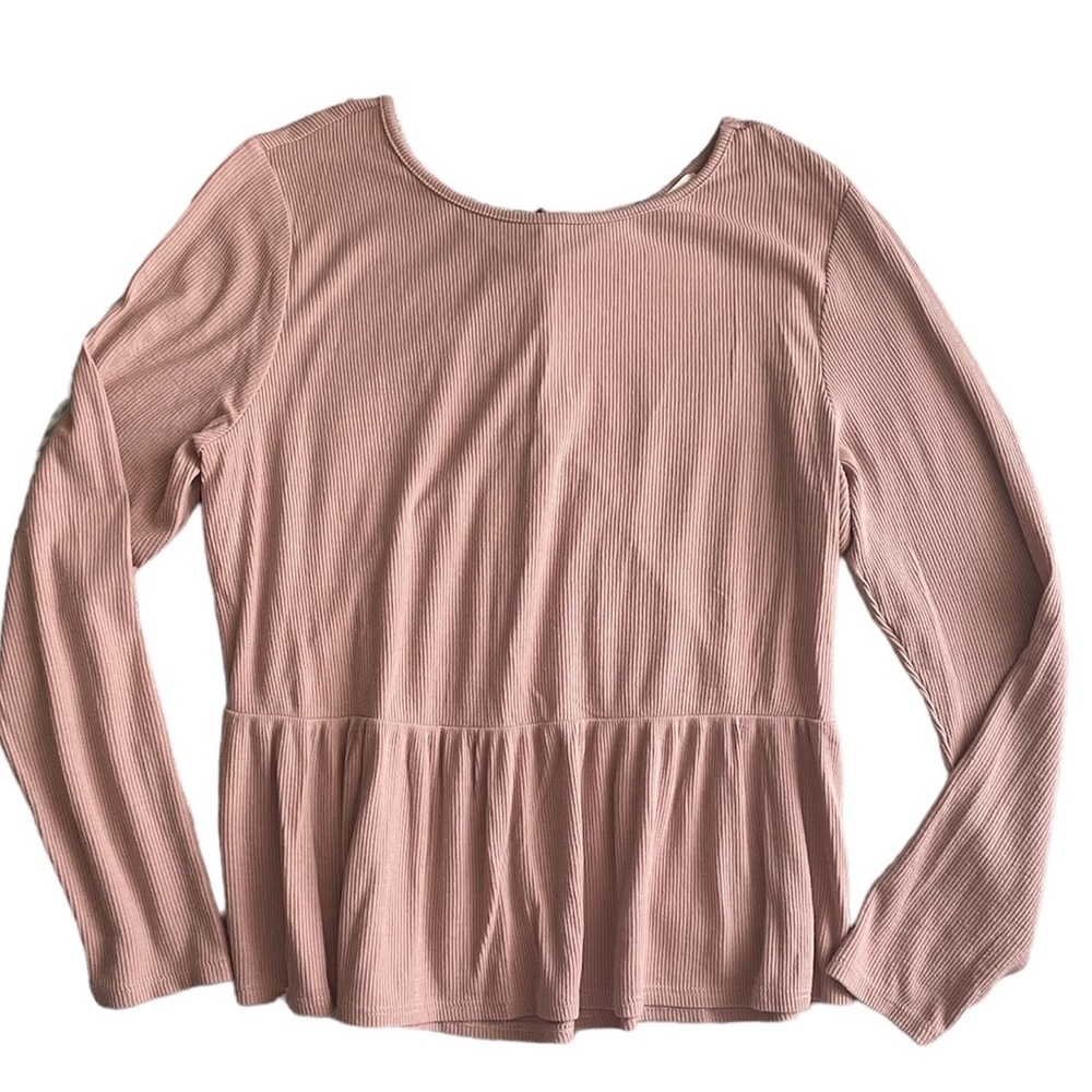 NWOT Urban Romantics Pink Blush Cropped Peplum Babydoll Long Sleeve (size S)